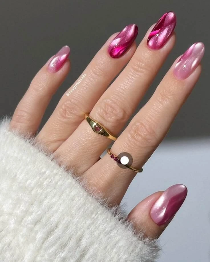 Cat Eye Nails service at Shades By Tiya - magnetic cat-eye gel nails with dimensional shimmer effect